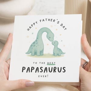 Fathers Day Card for Dad, Papasaurus Fathers Day Card, Dinosaur Card for Him, Cute Fathers Day Card from Kids, Daddy Fathers Day Card