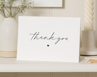 Thank You Cards, Personalised Thank You Cards, Wedding Thank You Card, Minimal Thank You Cards, Simple Folded Thank You Card, A6 or 5x7 Card