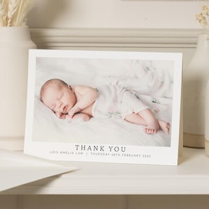 Eenvoudige bedankkaarten voor baby's, aangepaste nieuwe gevouwen babykaarten, bedankkaarten voor babyfoto's, bedankkaarten voor ansichtkaarten, bedankkaartjes van baby