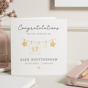 Tarjeta de nacimiento, tarjeta personalizada de felicitación, tarjeta de llegada, regalo de nacimiento, tarjeta personalizada, tarjeta de niño, tarjeta de niña