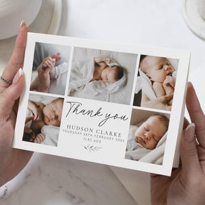 Neue Baby-Dankeschön-Karten mit Fotos, neue Baby-Dankeskarte für Mädchen, Babyfoto-Dankeskarten, Baby-Dankeskarten, Danksagungsnotizen