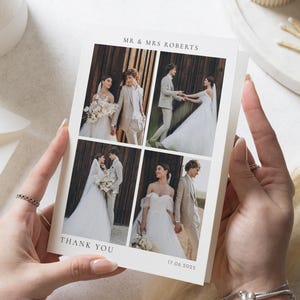 Cartões de agradecimento personalizados para casamento, cartões de agradecimento com fotos de casamento, cartões de agradecimento dobrados, cartões postais de agradecimento para casamento, simples