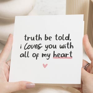Carte Je t'aime de tout mon coeur, carte drôle de Saint-Valentin petit ami, carte de Saint-Valentin pour lui, cadeaux drôles de Saint-Valentin, cartes de mari