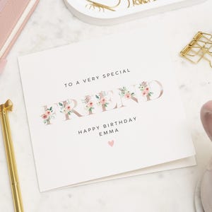 Carte d'anniversaire pour un ami, carte d'anniversaire pour un ami spécial, carte d'anniversaire Bestie, cadeau d'anniversaire à une amie, pour elle, carte d'anniversaire personnalisée