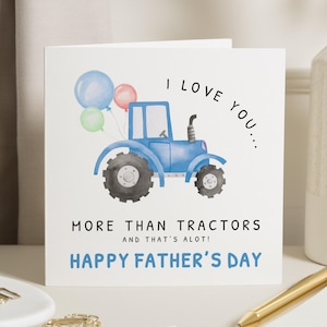 Fathers Day Card, Tractor Fathers Day Card, Fathers Day Card from Son, Fathers Day Card from Kids, Card for Dad