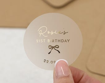 21st Birthday Sticker, Personalised Birthday Sticker, Birthday Party Sticker, Custom Name Sticker, Gold Foil Birthday Label