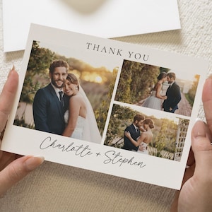 Schlichte Dankeskarten Hochzeit mit Foto, Dankeskarten Hochzeit, Gefaltete Danksagungskarten, Postkarte Dankeskarten Landschaft
