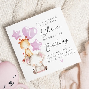Carte 1er anniversaire fille, première carte d'anniversaire pour fille, carte 1er anniversaire personnalisée, carte 1er anniversaire fille, cadeau 1er anniversaire fille