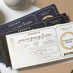 Scratch To Reveal Ticket, Concert Ticket Scratch Card, Concert Gift Ticket, Foil Ticket, Scratch Off Card, Scratch Surprise Card, Voucher image 2