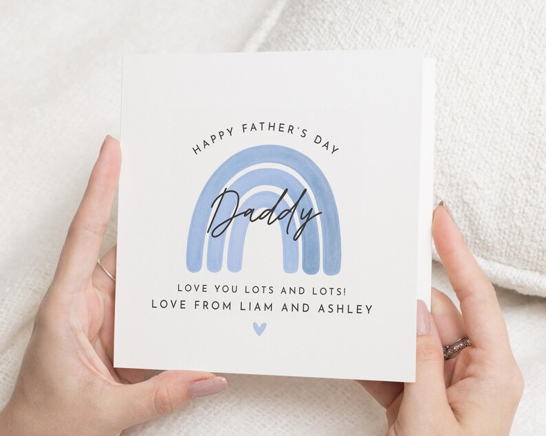 Carte de fête des pères pour papa, carte de fête des pères personnalisée, carte d'enfants, jolie carte de fête des pères arc-en-ciel, carte de fête des pères pour lui image 1