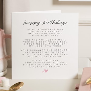 Carte d'anniversaire pour maman, carte d'anniversaire maman, poème maman, poème carte d'anniversaire maman, carte d'anniversaire maman, cadeau d'anniversaire maman pour elle