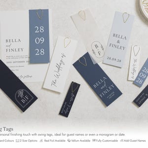 Dusty Blue Floral Wedding Invitations, Elegant Botanical Wedding Invites, Classic Garden Wedding Invitation Suite, Personalised Invites image 5