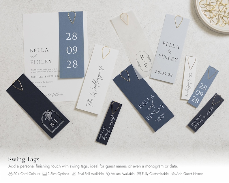 Dusty Blue Floral Wedding Invitations, Elegant Botanical Wedding Invites, Classic Garden Wedding Invitation Suite, Personalised Invites image 5