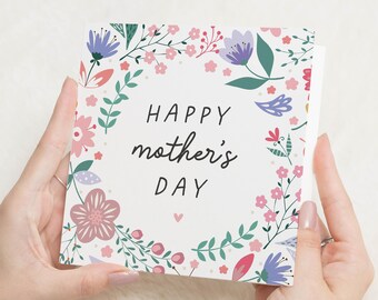 Floral Mother's Day Card, Happy Mothers Day Card, Card For Mothers Day, Mum Mothers Day Cards For Her, Personalised Mothers Day Card, Gift