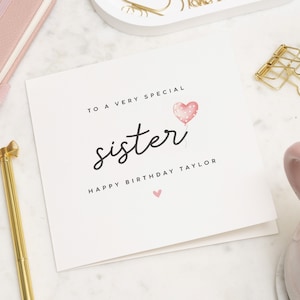 Tarjeta de cumpleaños personalizada para hermana, tarjeta de cumpleaños especial para hermana, tarjeta de cumpleaños para hermana, regalo de cumpleaños para hermana, hermana especial, tarjeta linda