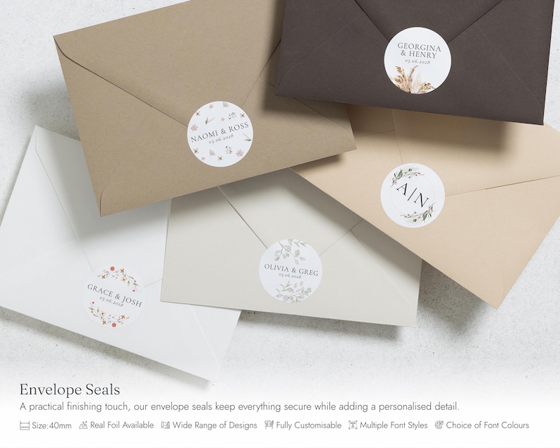 Minimalist Monogram Wedding Invitations, Elegant Black and White Wedding Invite, Simple Classic Wedding Stationery, Personalised Invite image 8