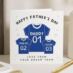 Fathers Day Card, Personalised Fathers Day Card, Daddy Card from Kids, Fathers Day Card from Children, Dream Team Card for Dad