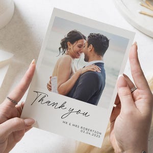 Hochzeitsfoto-Dankeskarten, personalisierte Dankeskarten Hochzeit, gefaltete Dankeskarten, Postkarte Dankeskarten für die Hochzeit, einfach