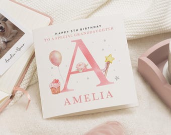 5th Birthday Card Girl, Granddaughter 5th Birthday Card, 5 Birthday Card For GRanddaughter, Girls 5th Birthday Card, 5th Birthday Gift Girl
