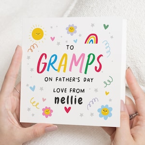Fathers Day Card for Gramps, Personalised Fathers Day Card, Card from Grandchild, Cute Fathers Day Card, Card for Him
