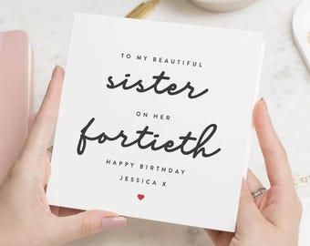 Regalos de cumpleaños número 40 para mujeres, Tarjeta de cumpleaños número 40 para hermana, Tarjeta de cumpleaños número 40 para hermana, Regalo de cumpleaños número 40 para hermana, Cumpleaños número 40 de hermana