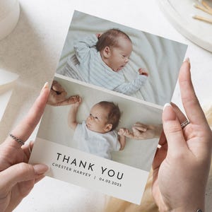 Cartes de remerciement personnalisées pour nouveau-né, carte postale de remerciement personnalisée, photo de cartes de remerciement pour nouveau-né, nouveau-né, carte de remerciement