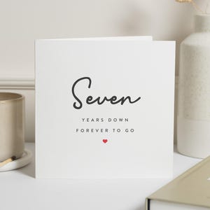 Tarjeta de 7.º aniversario, tarjeta de 7.º aniversario de bodas, tarjeta de aniversario para esposo, para novio, feliz 7.º aniversario