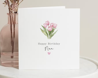 Birthday Card for Nan, Nan Birthday Card, Floral Birthday Card, Personalised Nan Birthday Card, Birthday Card for Grandma