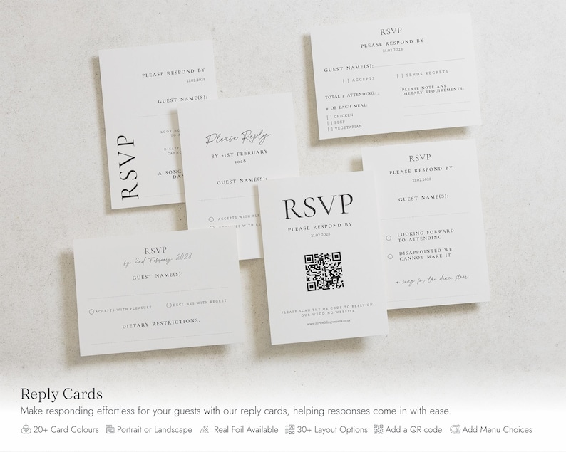 Dusty Blue Floral Wedding Invitations, Elegant Botanical Wedding Invites, Classic Garden Wedding Invitation Suite, Personalised Invites image 4