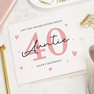 Carte 40e anniversaire tante, carte 40e anniversaire tante, cadeau 40e tante, pour elle, carte 40e anniversaire femme, cadeau tante joyeux 40e anniversaire