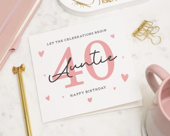 Biglietto Di Auguri Per 40° Compleanno Donna – Tema Nero E Rosa Con Busta Dorata, Regalo Divertente Per Moglie O Amica