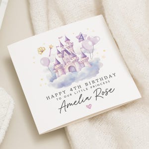 Carte de 4e anniversaire fille, carte d'anniversaire princesse, 4e carte d'anniversaire fille, cadeau de quatrième anniversaire pour petite fille, 4e anniversaire petite-fille