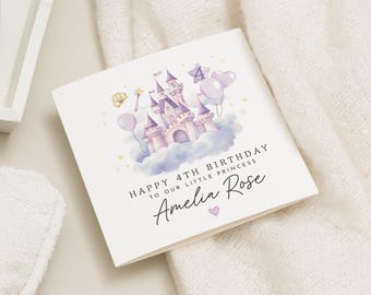 4th Birthday Card Girl, Princess Birthday Card, 4 Birthday Card Daughter, Fourth Birthday Gift For Little Girl, 4th Birthday Granddaughter
