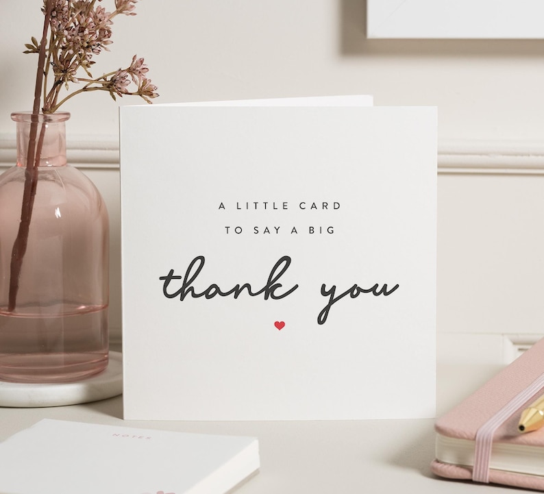 Carte de remerciement personnalisée, Une petite carte pour dire un grand merci, Carte de remerciement, Cadeau de remerciement, Carte de remerciement spéciale, Pour un ami image 1