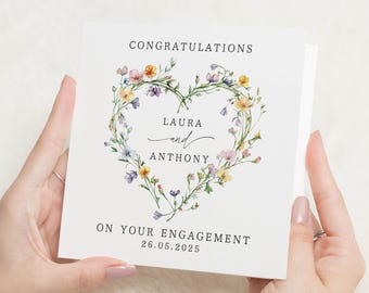 Félicitations pour votre carte de fiançailles, carte de fiançailles d'un ami, cadeau de fiançailles, cadeau de fiançailles personnalisé à un ami, carte de félicitations