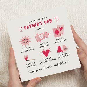 Fathers Day Card from Kids, Fathers Day Card from Son Daughter, Daddy Fathers Day Card, Cute Fathers Day Card, Personalised Card
