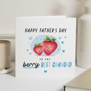 Tarjeta del Día del Padre para el Abuelo, Tarjeta con Frambuesa para el Abuelo, Tarjeta Linda del Día del Padre, Tarjeta del Día del Padre de los Nietos, Tarjeta con Fresa