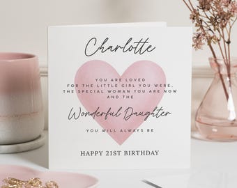 21st Birthday Card for Daughter, Personalised Birthday Card, Special Daughter Birthday Card, 21st Birthday Card for Her
