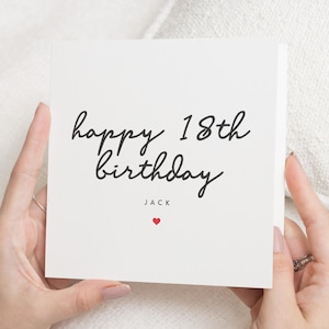 Tarjeta de cumpleaños número 18 personalizada para hijo, hija, regalo de cumpleaños número 18 para nieta, decimoctavo cumpleaños, tarjeta de hito