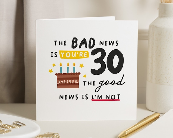 Funny 30th Birthday Card Friend, Husband 30th Birthday Card, 30th Birthday Gift For Boyfriend, Thirtieth Birthday Card For Him, Her, Bestie