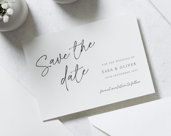 Personalised Save the Date Card, Wedding Save the Date Card, Simple Save the Date, Custom Save the Date Card, Minimal Save the Date