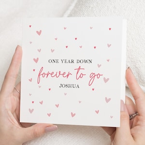 Tarjeta de aniversario de 1 año para esposo y esposa, tarjeta de aniversario de un año para siempre para novio, aniversario de papel