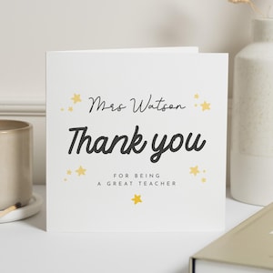 Cartão de agradecimento personalizado para professor, Cartão de agradecimento simples para professor, Presente de fim de ano letivo para professor, Fim de período letivo, Cartão de agradecimento personalizado para professor