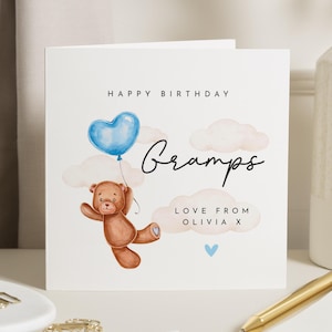 Carte d'anniversaire pour grand-père, carte d'anniversaire personnalisée, carte d'anniversaire ours, carte d'anniversaire d'un petit-enfant, jolie carte d'anniversaire pour lui