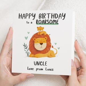 Carte d'anniversaire pour oncle, carte d'anniversaire lion, carte d'anniversaire de neveu, carte d'anniversaire rugissante, carte d'anniversaire personnalisée pour lui