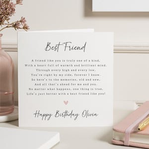 Best Friend Birthday Card, Birthday Card for Friend, Personalised Birthday Card, Birthday Card for Her, Poem Birthday Card