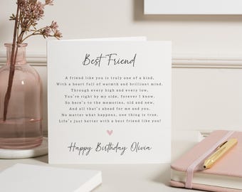Gedichtkarte Für Beste Freundin – Besondere Grüße Zu Geburtstag & Dankeschön