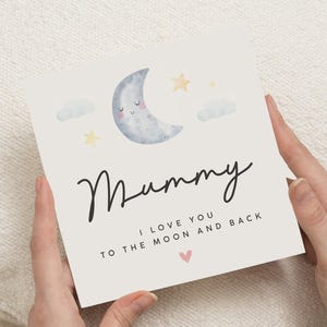 Feliz día de la madre, mamá, de parte del bebé, regalo del día de la madre para mamá, tarjetas del día de la madre para mamá, de parte de los niños, te amo hasta la luna y más allá