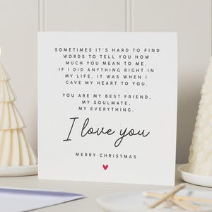 Carte de Noël petit ami, carte de Noël petit ami, carte de Noël Pour celui que j'aime, carte de Noël petite amie, carte de Noël mari