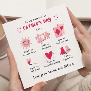 Fathers Day Card for Husband, Fathers Day Card from Wife, Cute Fathers Day Card, Personalised Fathers Day Card, Card for Him